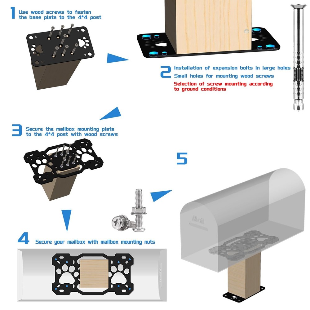 Mailbox Mounting Plate 4X4 Post Mailbox Mounting Bracket Mailbox Mounting Kit...