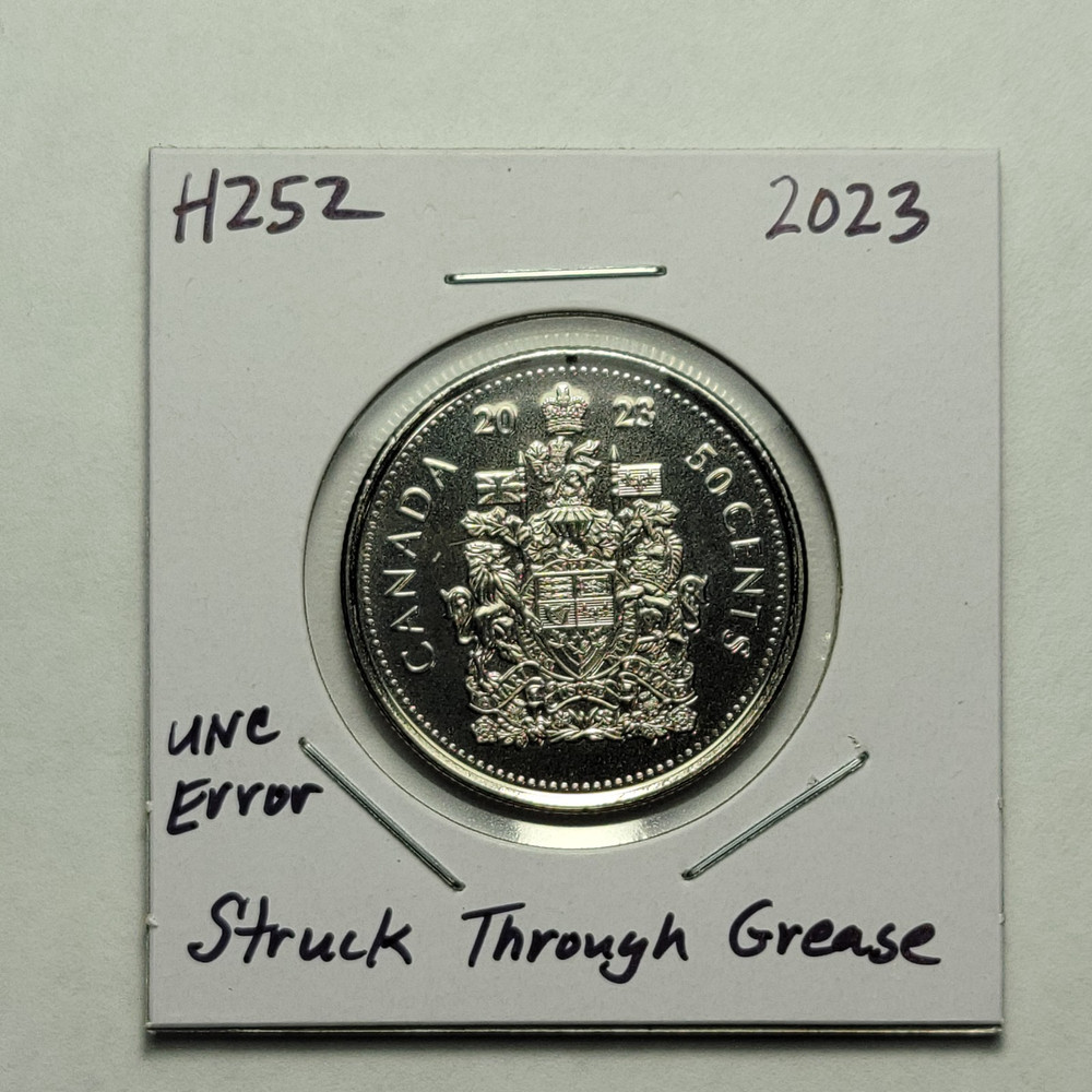 ERROR 2023 Struck Through Grease Charles III CANADA 50 Cent Half Dollar H252