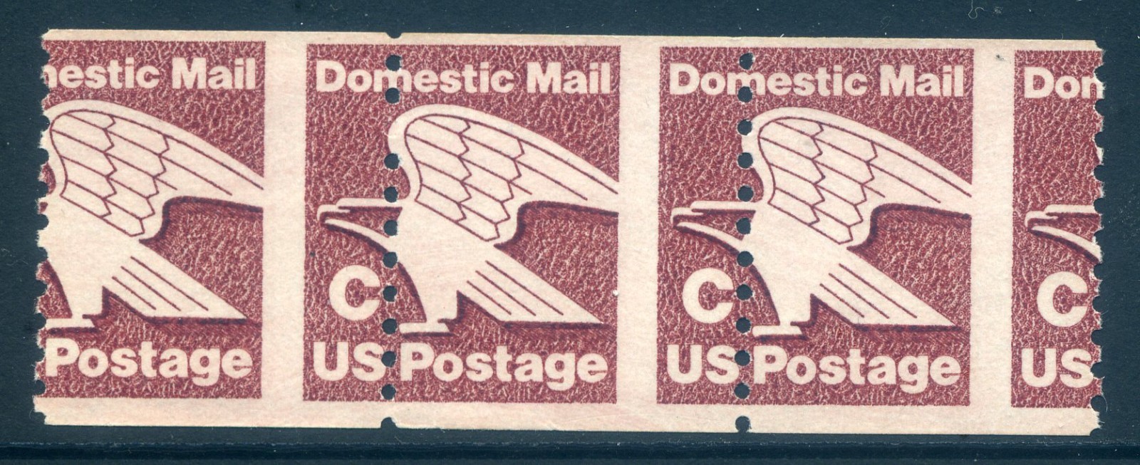 1947 C Rate Misperf Strip of 3, Mint NH