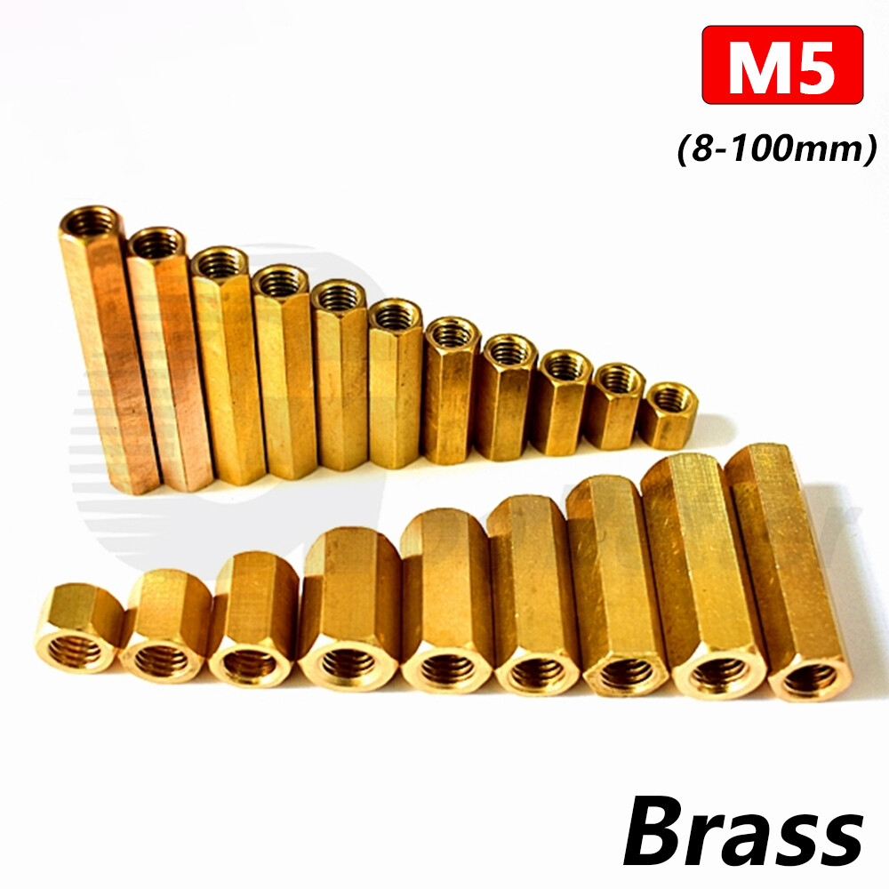 Brass Hex Connection Nut M5 Hexagon Connector Connecting Rod Bar Stud Long Nuts