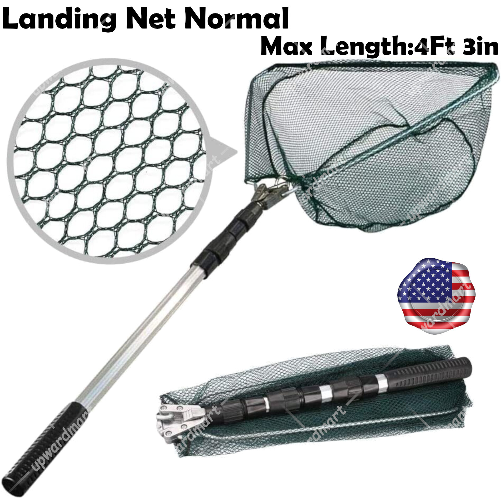 Telescopic Folding Aluminum Handle Fishing Landing Net 3 Section Extending Pole