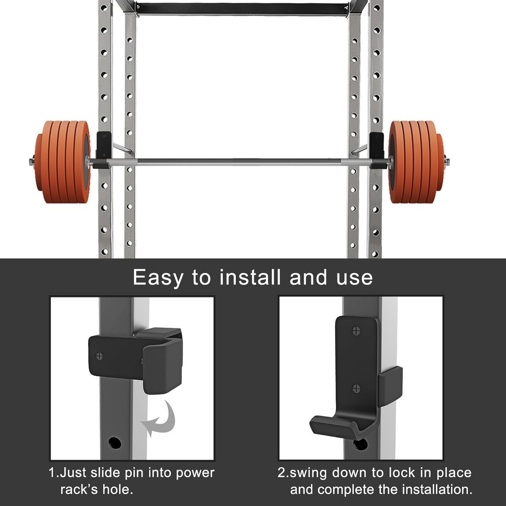 Solid Steel J Hooks for 2"x2" Power Cage - Heavy-Duty Squat Rack Attachment