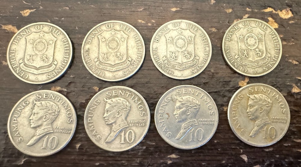 Philippines 8 different 10 Centavos coins 1960 - 1971 : circulated