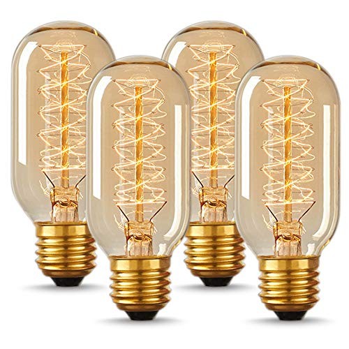 Edison Bulbs, Vintage Edison Light Bulbs 4 Count (Pack of 1) 2700k Amber White