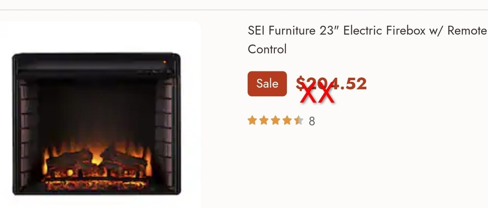 Sei Electric Fireplace 23' Elec Firebox Insert with Remote FA5423 NEW Open Box