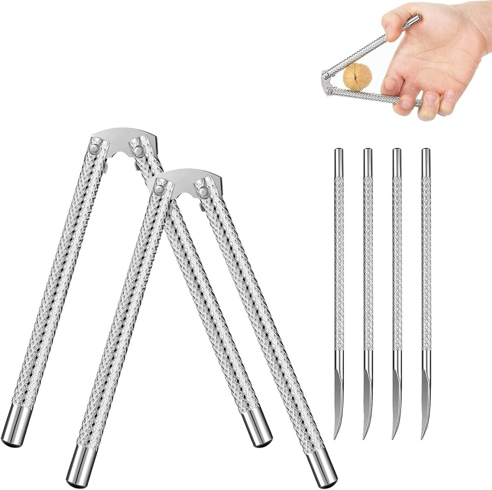Nut Cracker 2Pcs and 4 Picks,Stainless Steel Nut Cracker Tool Set for Seafood...