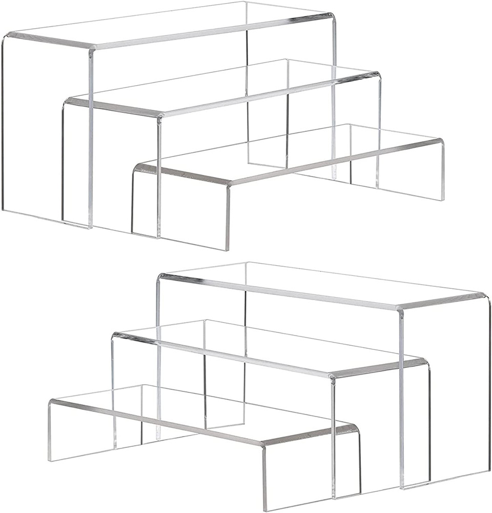 ANDGOO Display Risers, 6 Pcs(7.9”L~8.3”L~8.7”L) Rectangular Clear Acrylic Showca