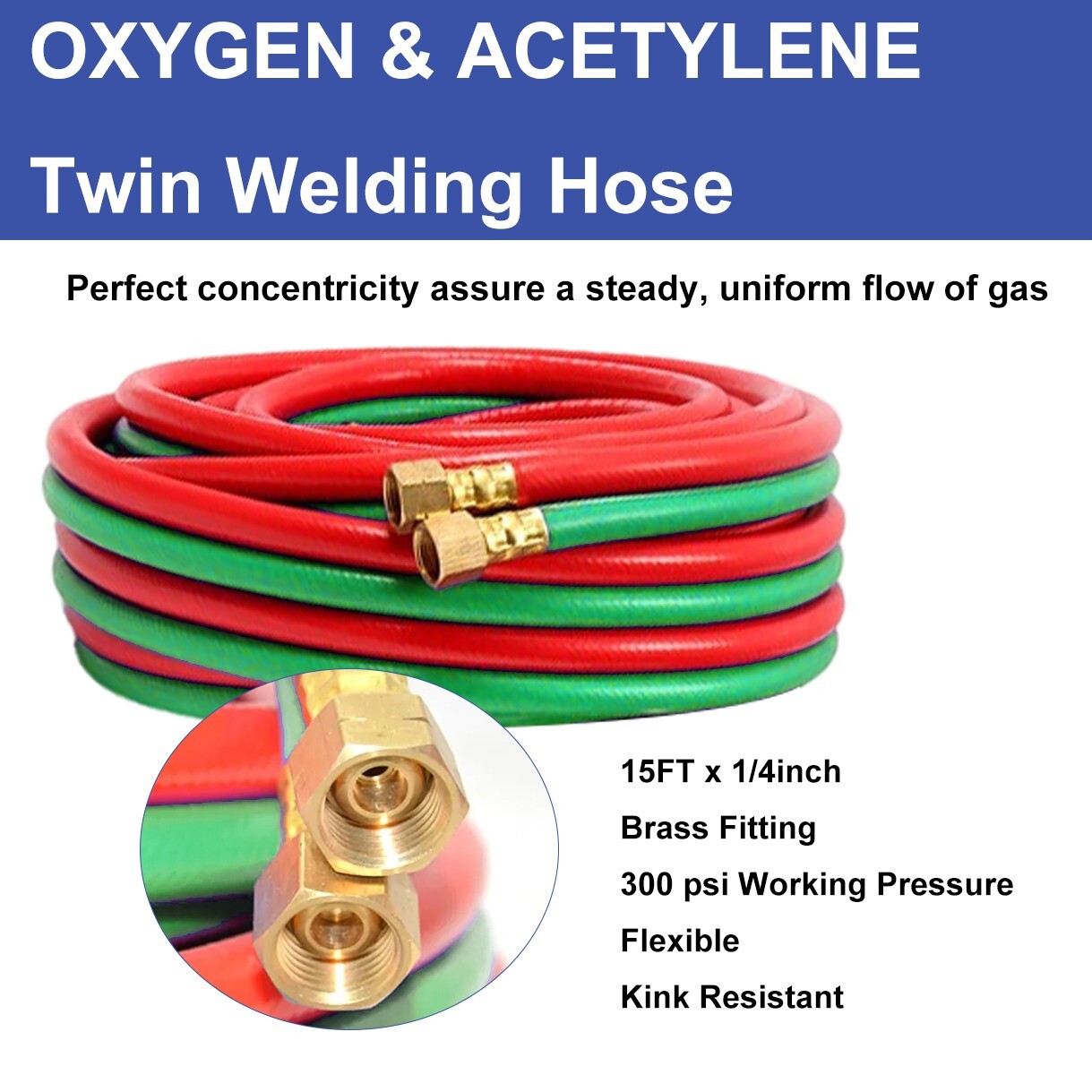 Cutting Welding Torch Kit Oxygen & Acetylene Welding Kit w/15' Hose Glasses Case