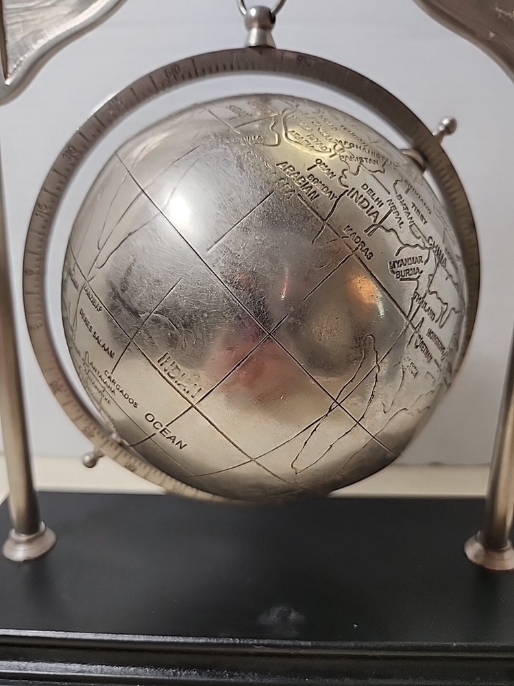 Desktop World Globe Silver/Black 6.5" on Stand