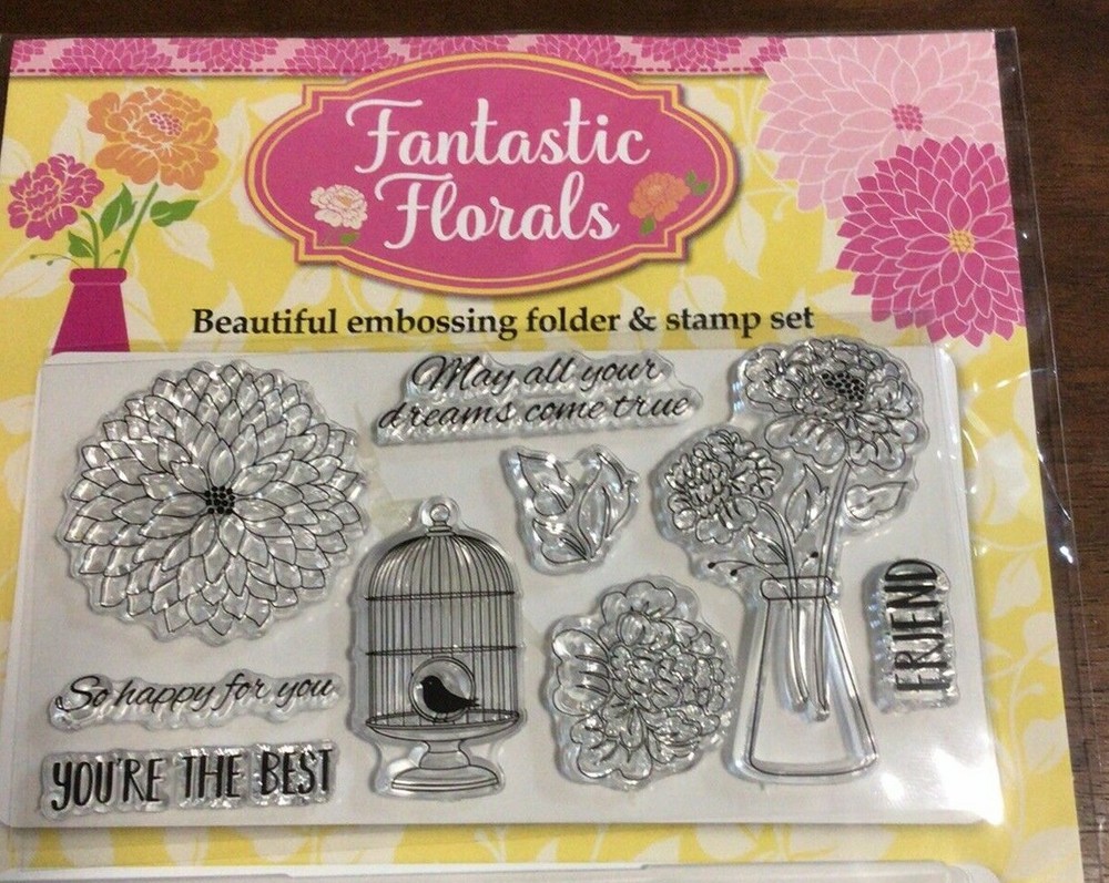 Cardmaking "Fantastic Florals" Stamps and Embossing Folder Set