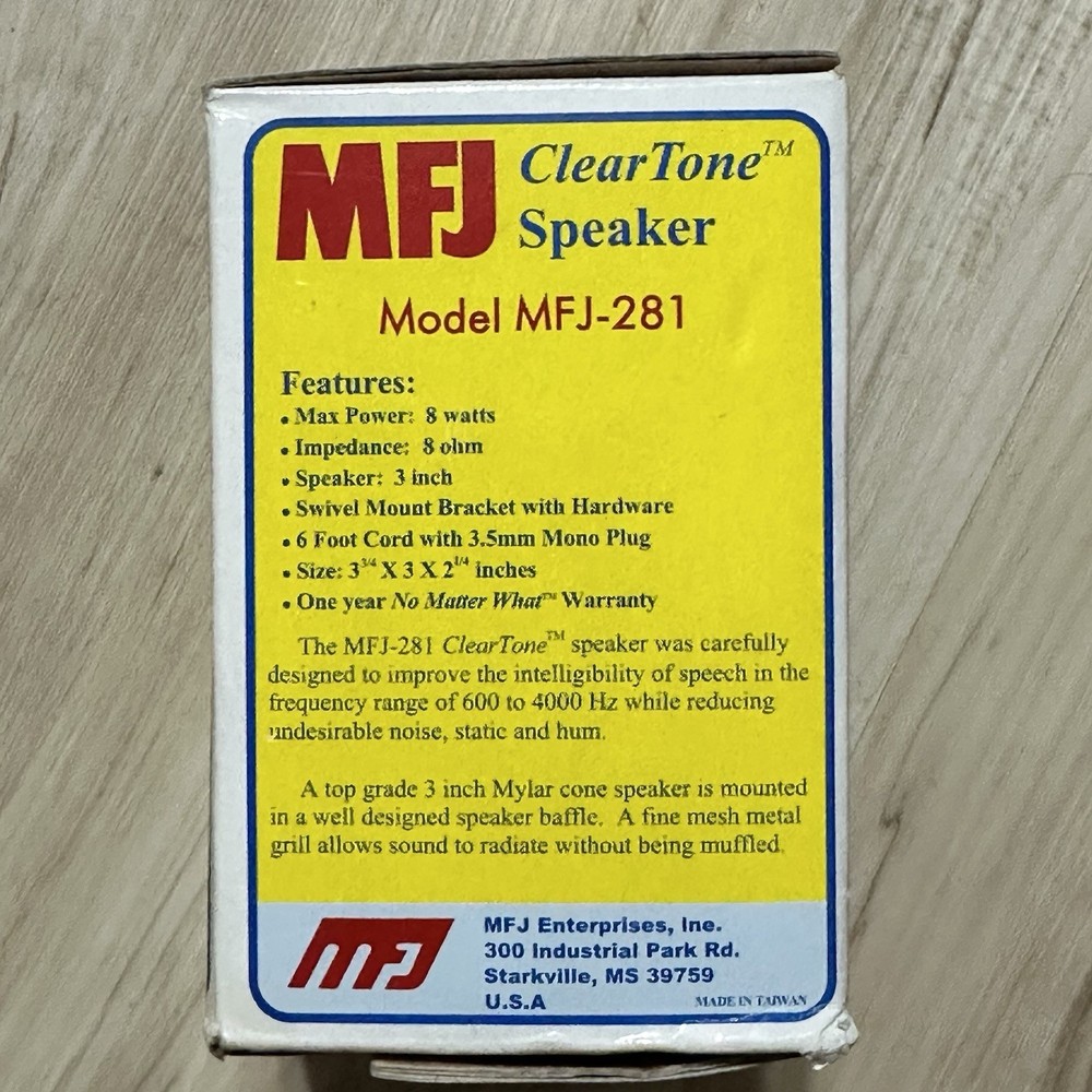 MFJ-281 Clear Tone External Speaker for Mobile Ham CB Radios w/ Mounting Bracket
