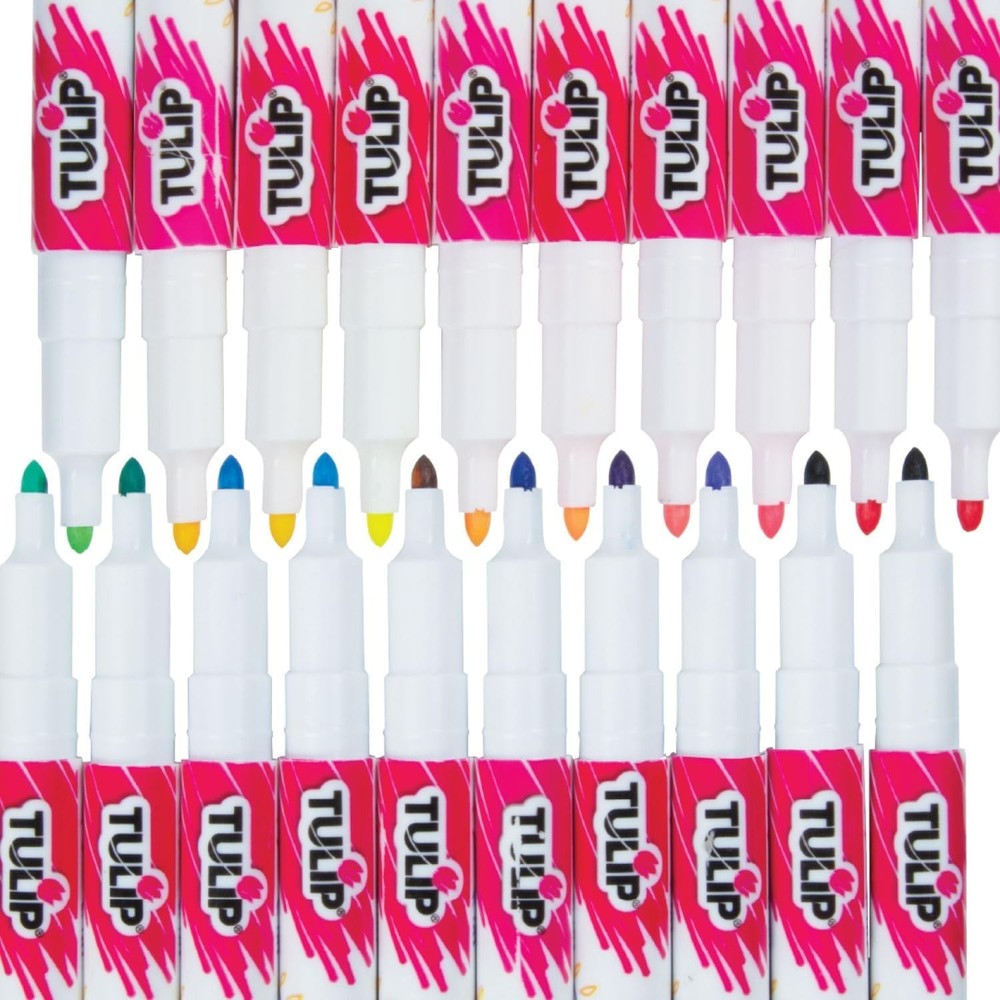 Permanent Fabric Markers Rainbow 20 Pack Fine Tip Minimal Bleed & Fast Drying