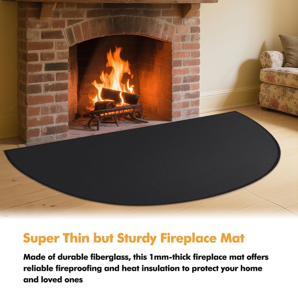 Fireproof Hearth Rug 48x28 Fireplace Mat Fire Resistant Floor Protector