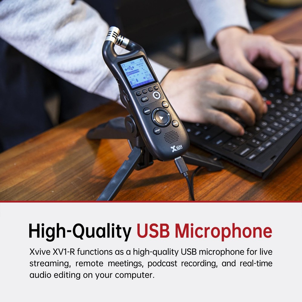 Portable Stereo Audio Recorder with 32Bit Float, USB Mic, WAV/AAC Format