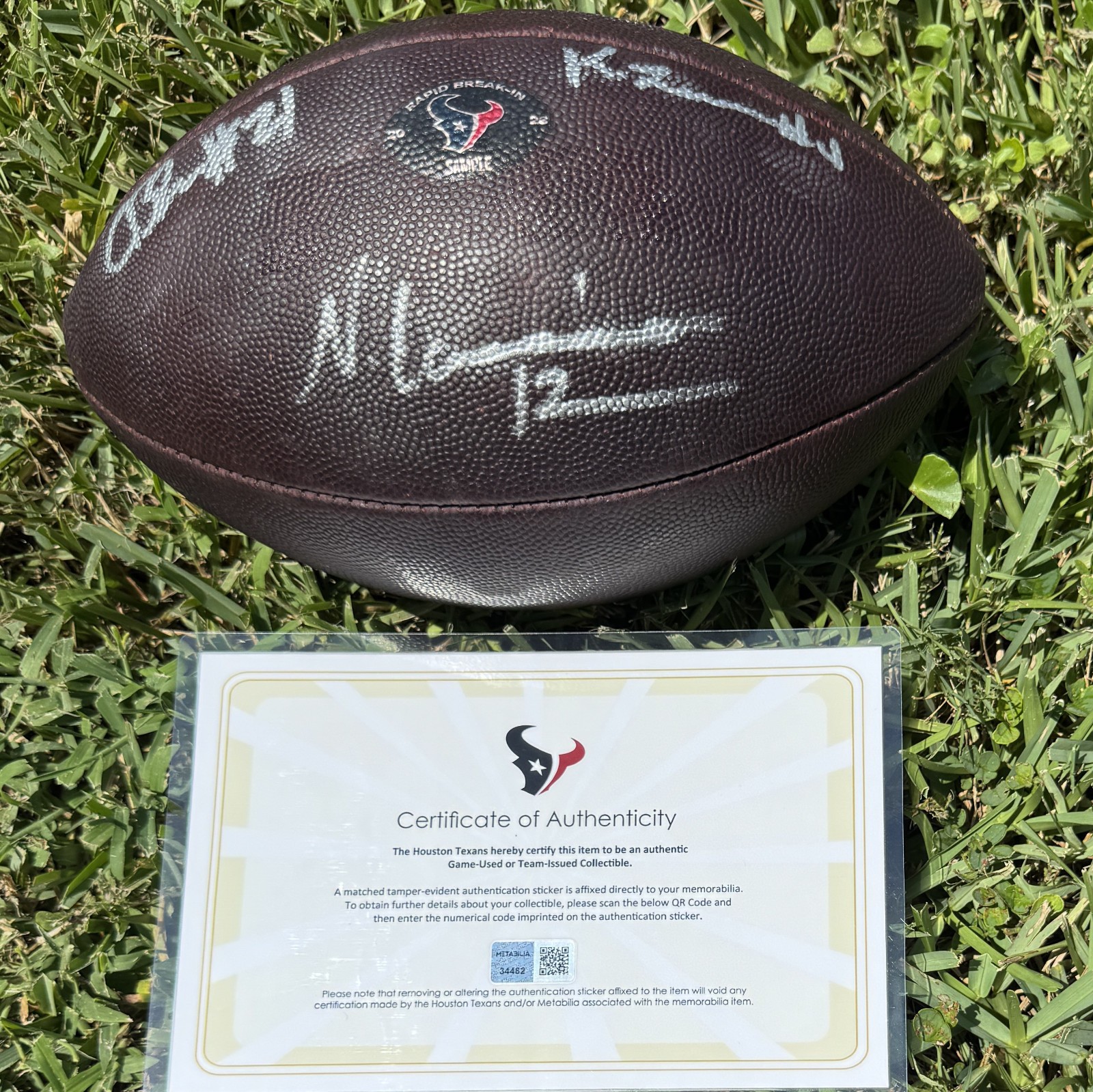 🏈Nico Collins, Calen Bullock, Kamari Lassiter Signed Texans Practice USED Ball