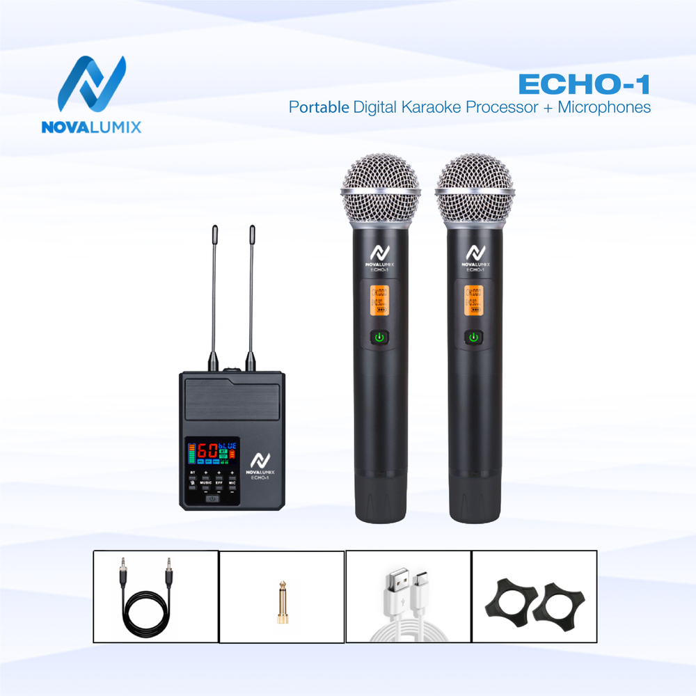 Portable 2-in-1 DSP Karaoke Processor w/ Microphones System | NovaLumix