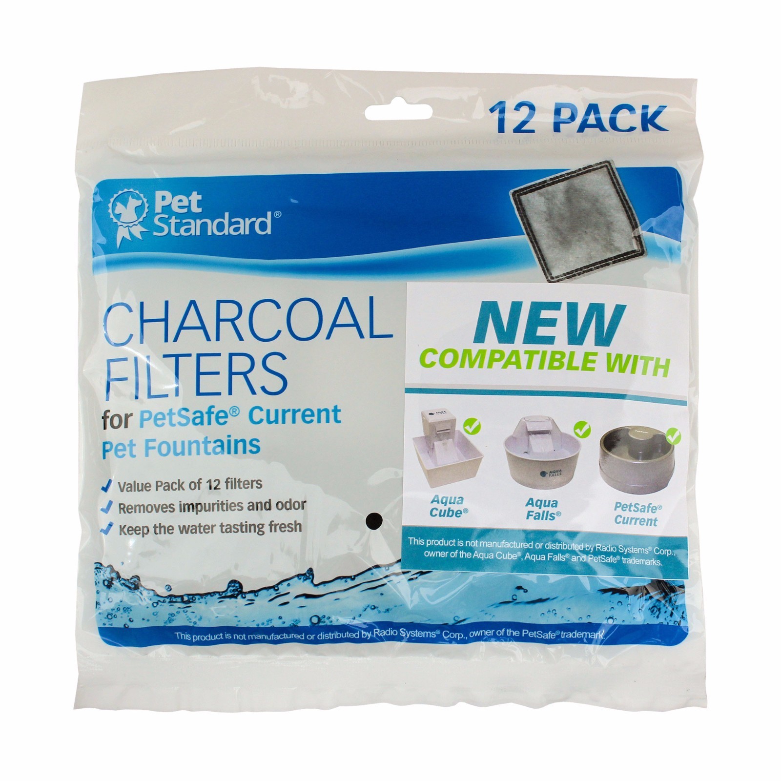 Filters for Aqua Fountain Aqua Cube, Aqua Falls & PetSafe Current, Pack of 12