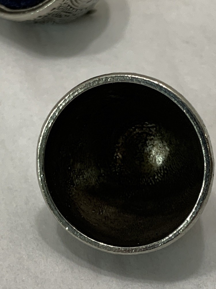 Vtg 80s Silvertone Egg Shape 2” Presentation Box Footed Scroll Detail