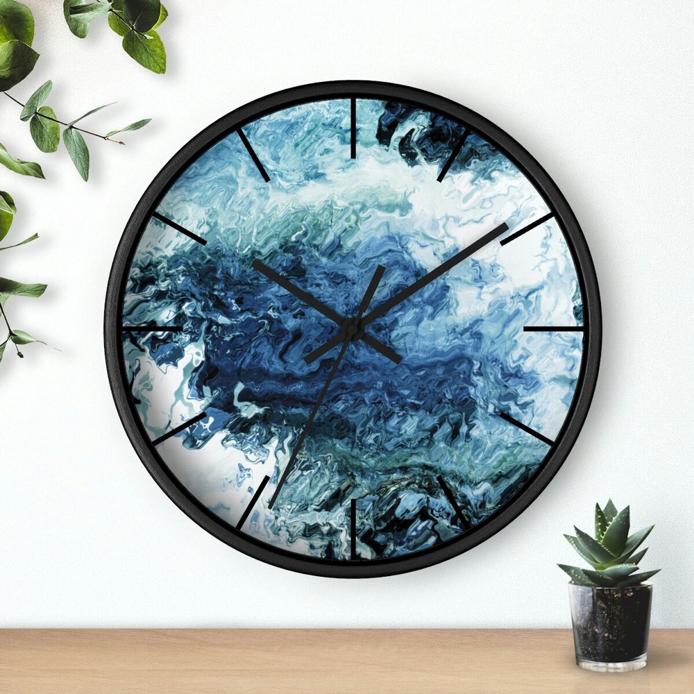 Abstract clock - Blue Swirled Paint Look Wall Decor