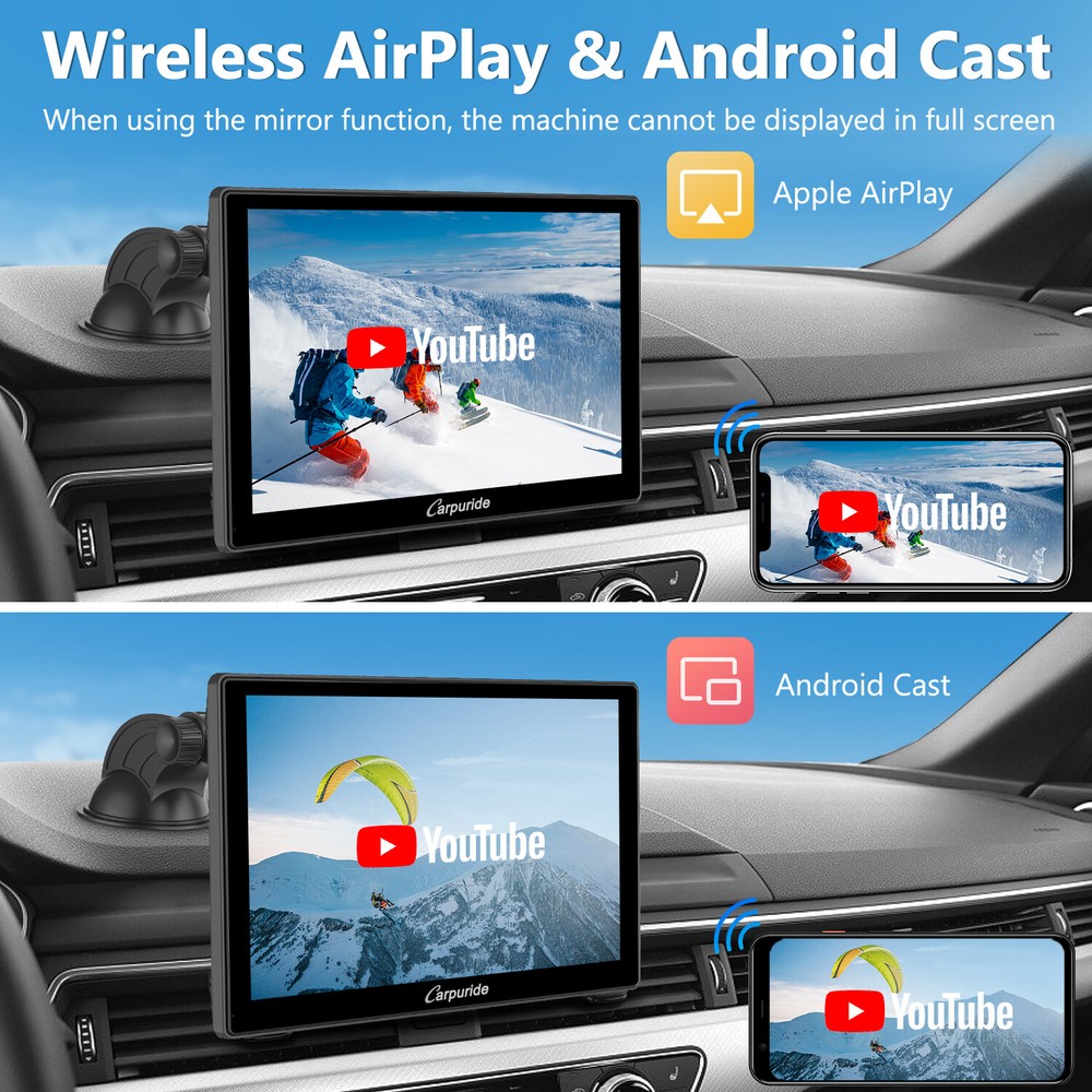 Carpuride 9" Car Bluetooth Wireless Apple CarPlay Android Auto TouchScreen Radio
