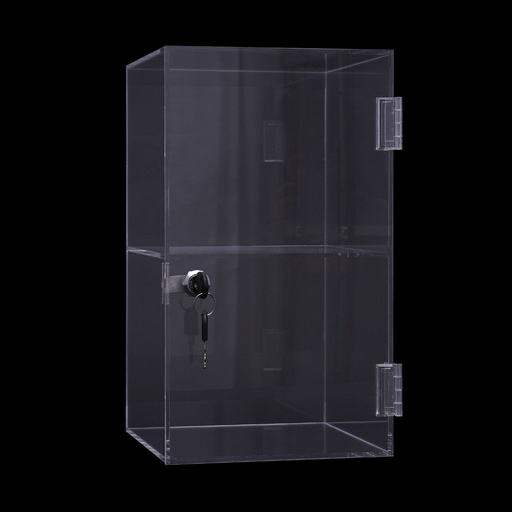 2-layers Countertop Display Case 20*20*35cm Locking Security Showcase Cabinet US
