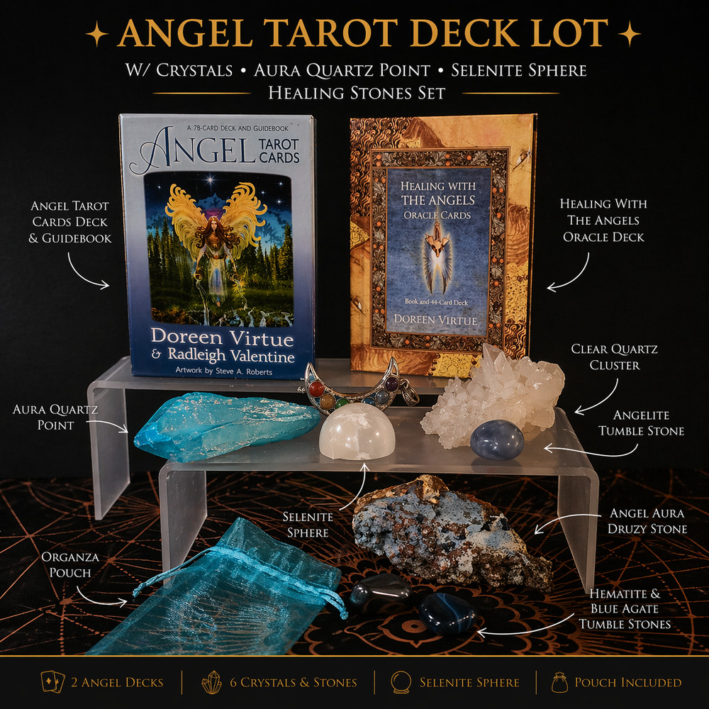 ✨ Angel Tarot & Crystal Healing Bundle (2 Decks + many Crystals) ✨