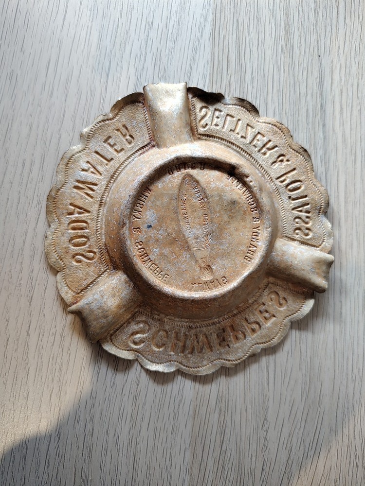 Antique Aluminium Schweppes Ashtray