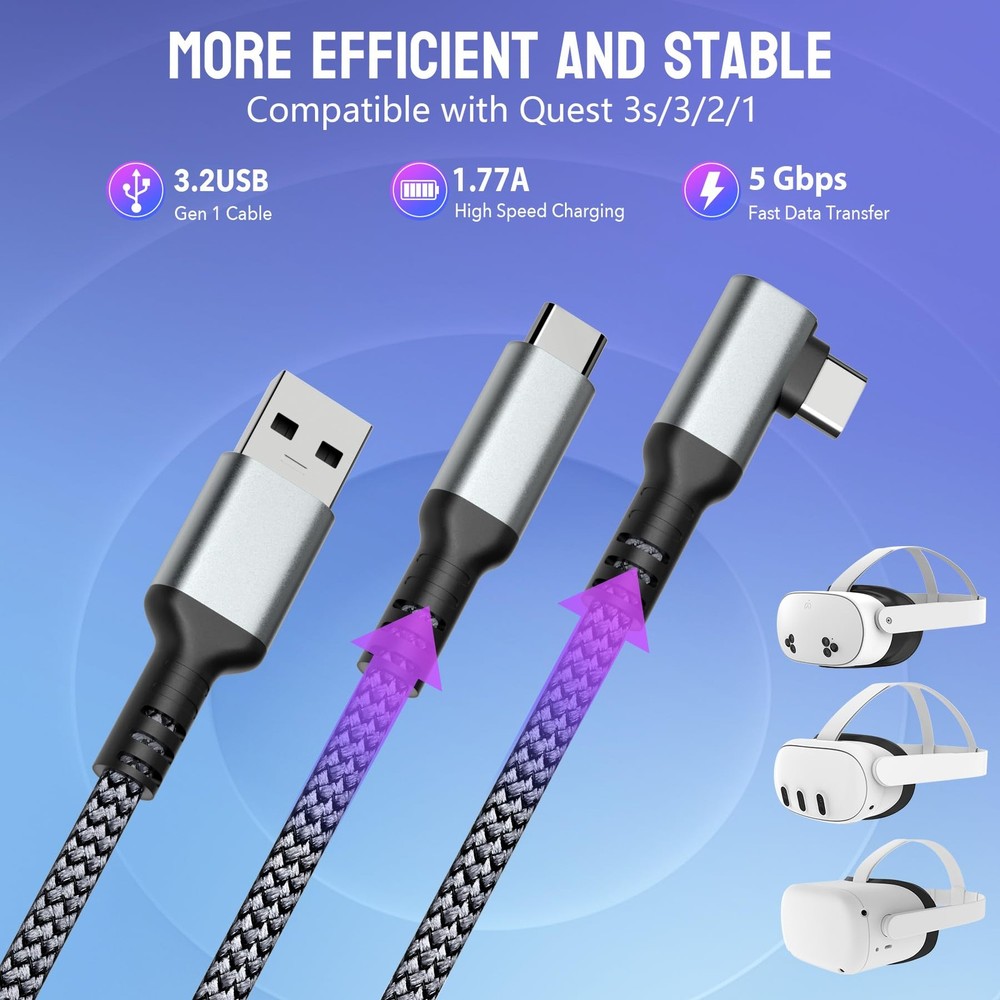 MS.CLEO Link Cable for Meta/Oculus Quest 3s/3/2, 16FT Charging