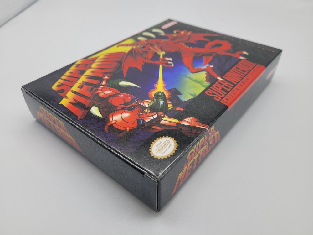 SUPER METROID SUPER SNES BOX ONLY REPLACEMNT BOX INCLUDES INSERTS + CLEAR CASE