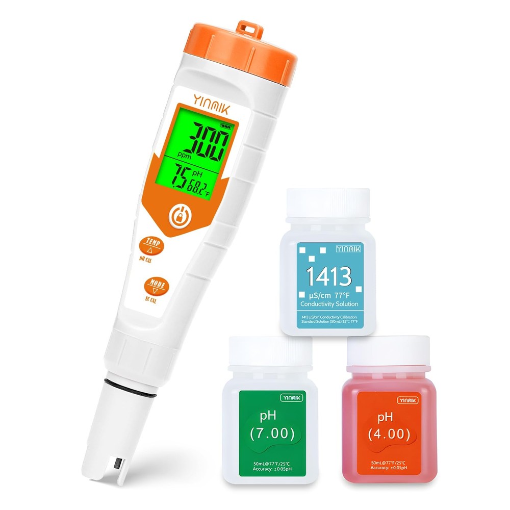 pH Meter for Hydroponics PPM EC Meter for Plant Nutrients Simultaneous Measur...