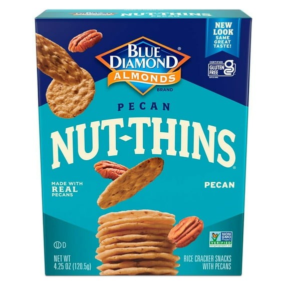 Blue Diamond Pecan NutThins Nut Rice Cracker Snacks 4.25 oz