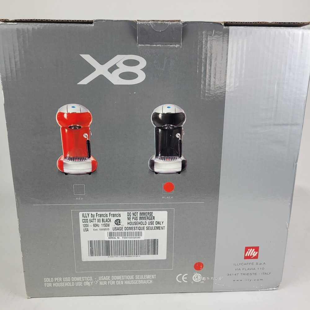 ILLY X8 Espresso Coffee Machine. Color Black