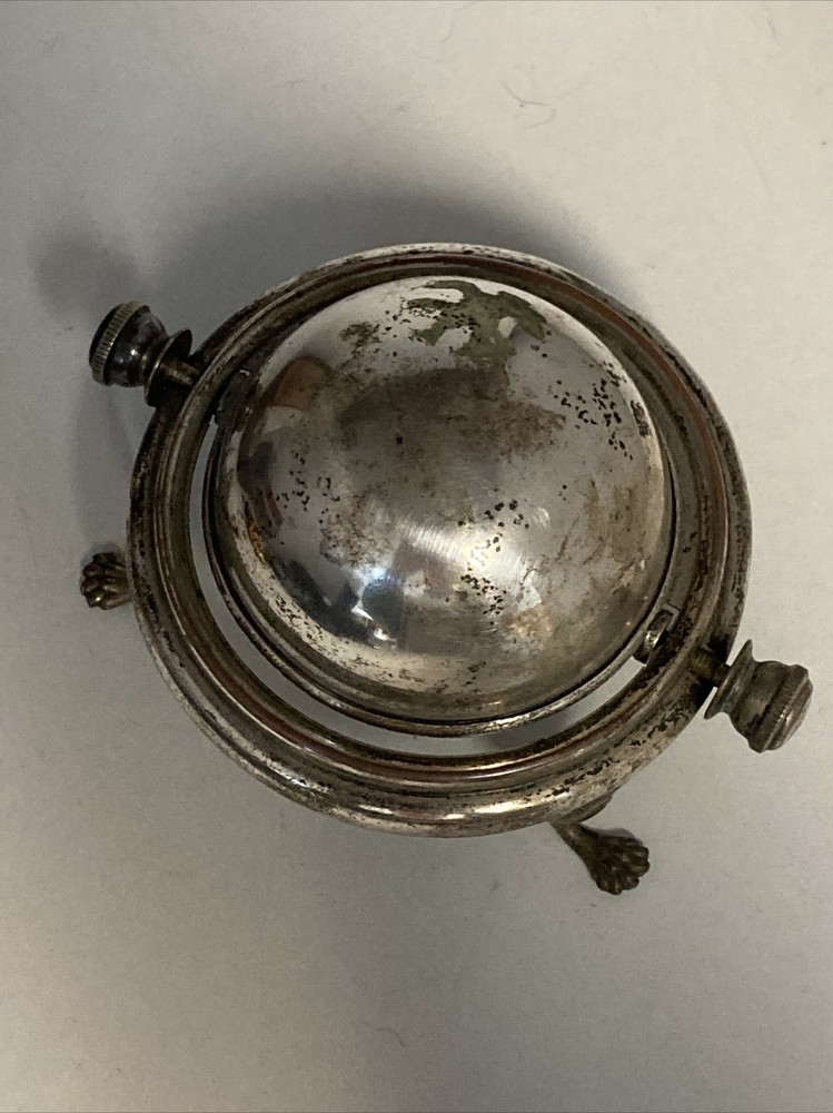 MCM EXETER Silver Plated Tri Footed Rotating Globe Dome Sugar Bon Bon 4”WX2.5”H