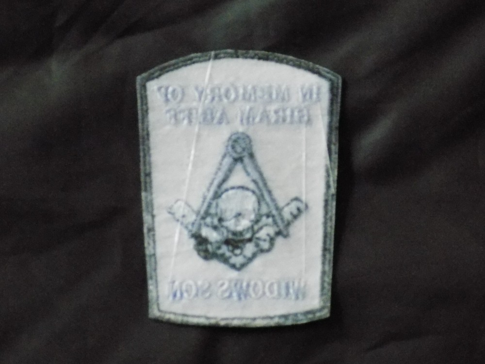 Masonic Hiram Abiff Black White Patch Square Compass Iron Sew Fraternity NEW!