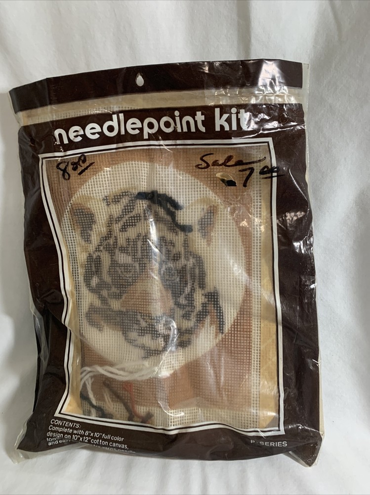 8”x10” Tiger Needlepoint Kit on 10”x12” Cotton Canvas
