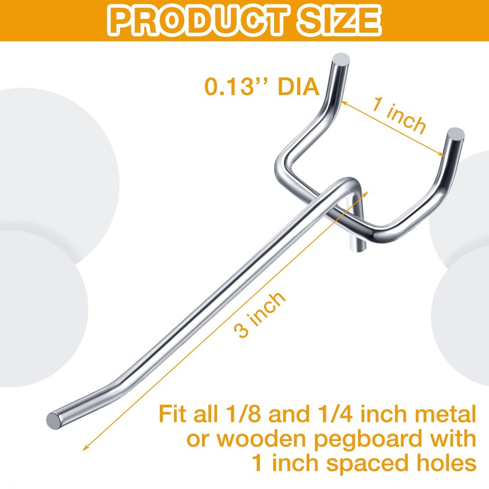 100 Pack Peg Board Hooks Stainless Steel Pegboard Hooks Shelving Display Hang...