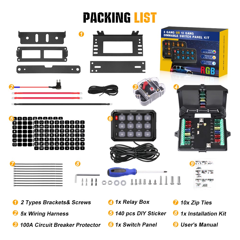COLIGHT 12Gang APP RGB Switch Panel System LED Light Bar Electronic Relay System