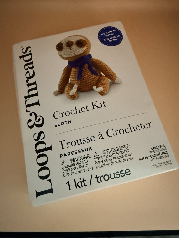 Loops & Threads Crochet Kit "Sloth" Damaged Box