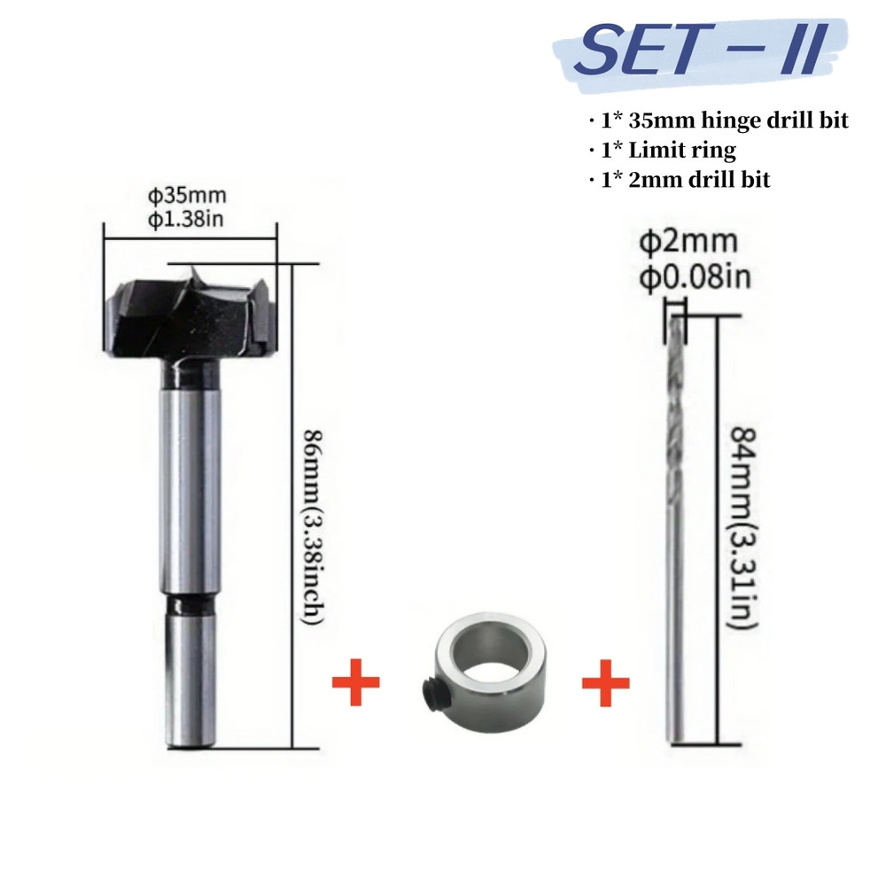 Cabinet Hinge Jig Set - 35mm Hole Locator & Drilling Guide