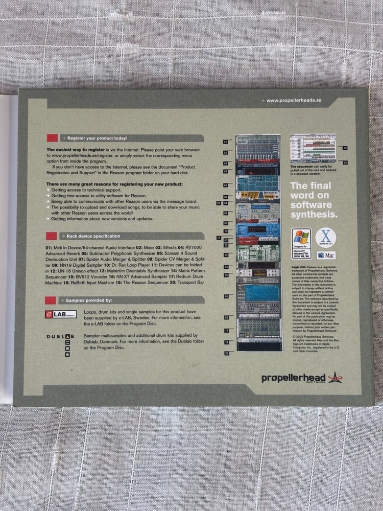 Propellerhead Reason 2.5 Software & Tutorial Disc- No License No- Disc's Only