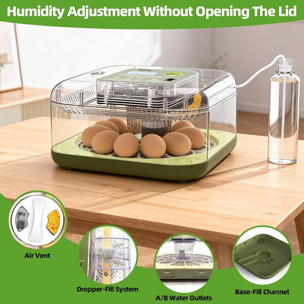 Automatic 12 Egg Incubator Digital Display Thermometer Humidity Hatch Timer