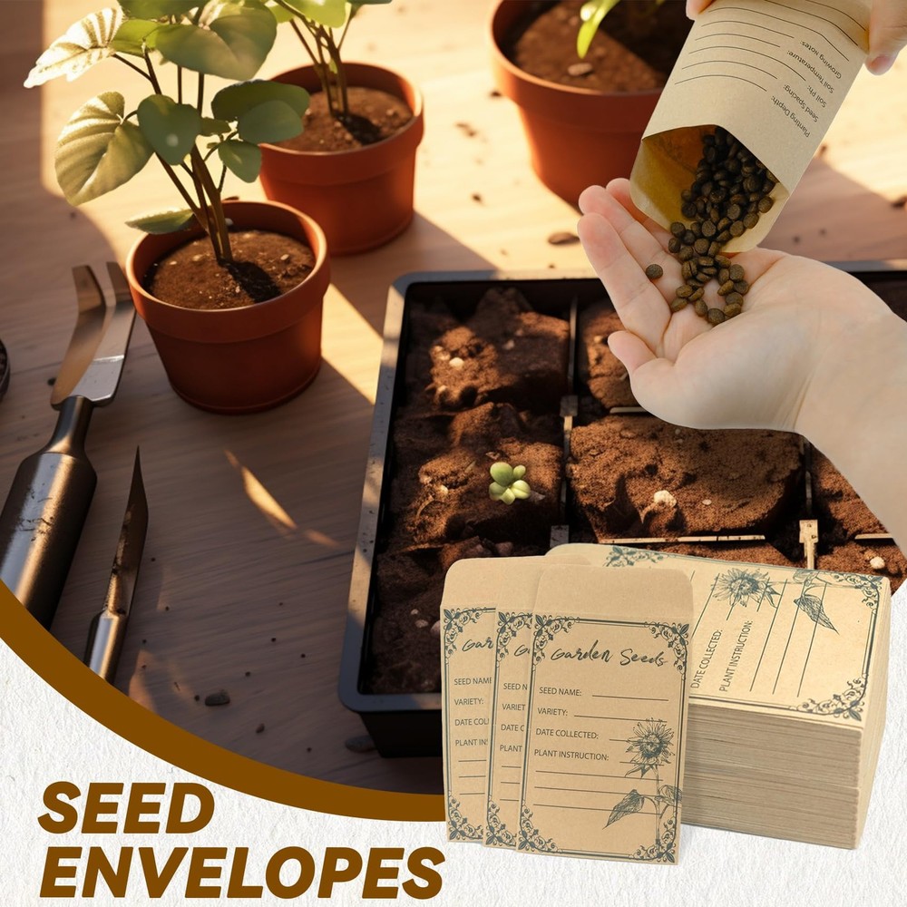 Gamtrik 100 Pieces Seed Envelopes - Seed Packets Self Adhesive Sealing Small ...