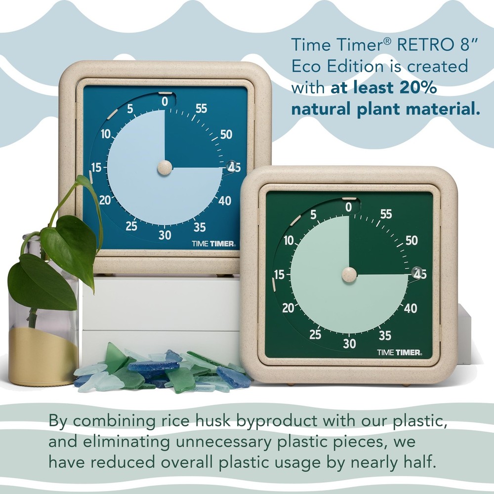 Time Timer® Retro 8 inch Eco Edition Visual Timer - 60 Minute Desk Countdow