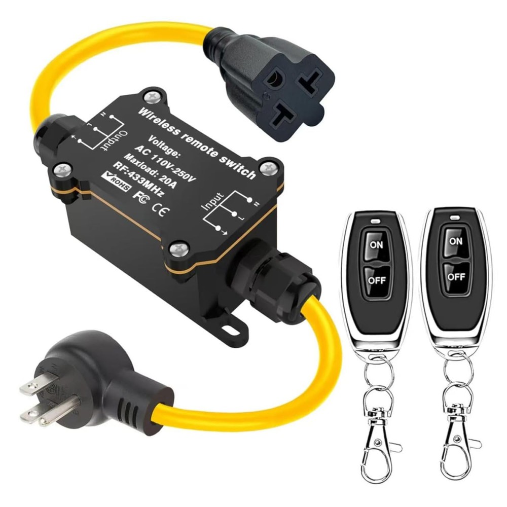 20A Waterproof Remote Control Power Switch,AC 110-250V Wireless Outlet Switch...