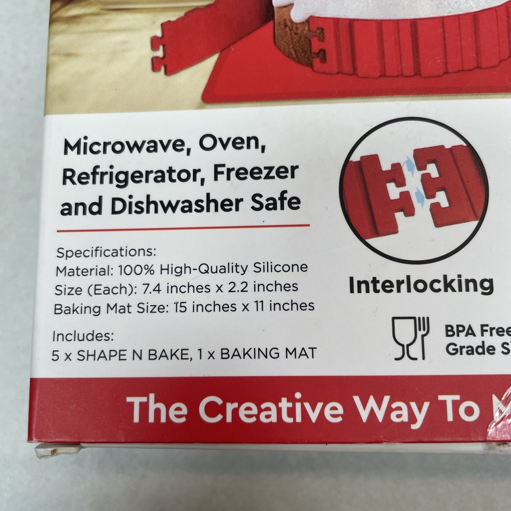 Doohickey SHAPE N BAKE 5-Piece Set and Baking Mat SILICONE Red Interlocking