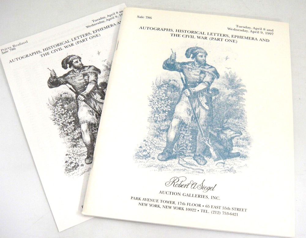 Siegel Auction Catalog 1997 Prices Realized Autographs Letter Ephemera Civil War