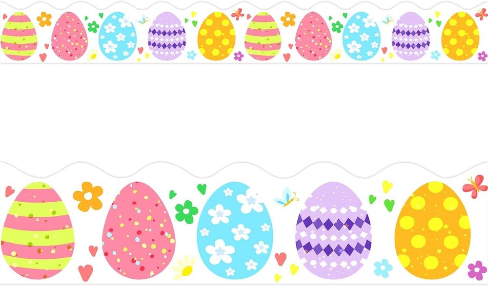 3 Sets Scalloped Classroom Bulletin Board Border Trim 36ft ea Spring Easter Eggs