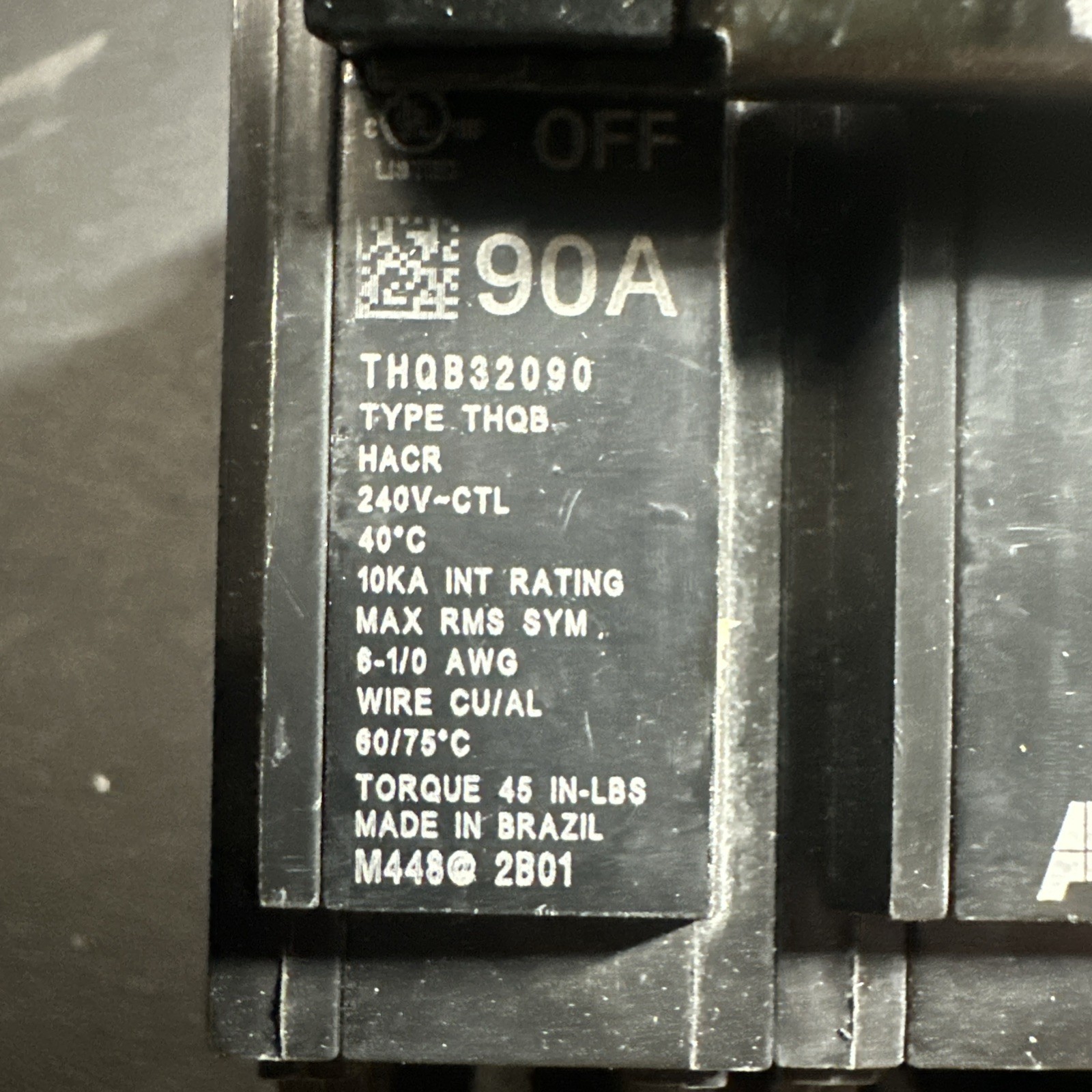 THQB32090 ABB 3-Pole 90A Circuit Breaker NEW