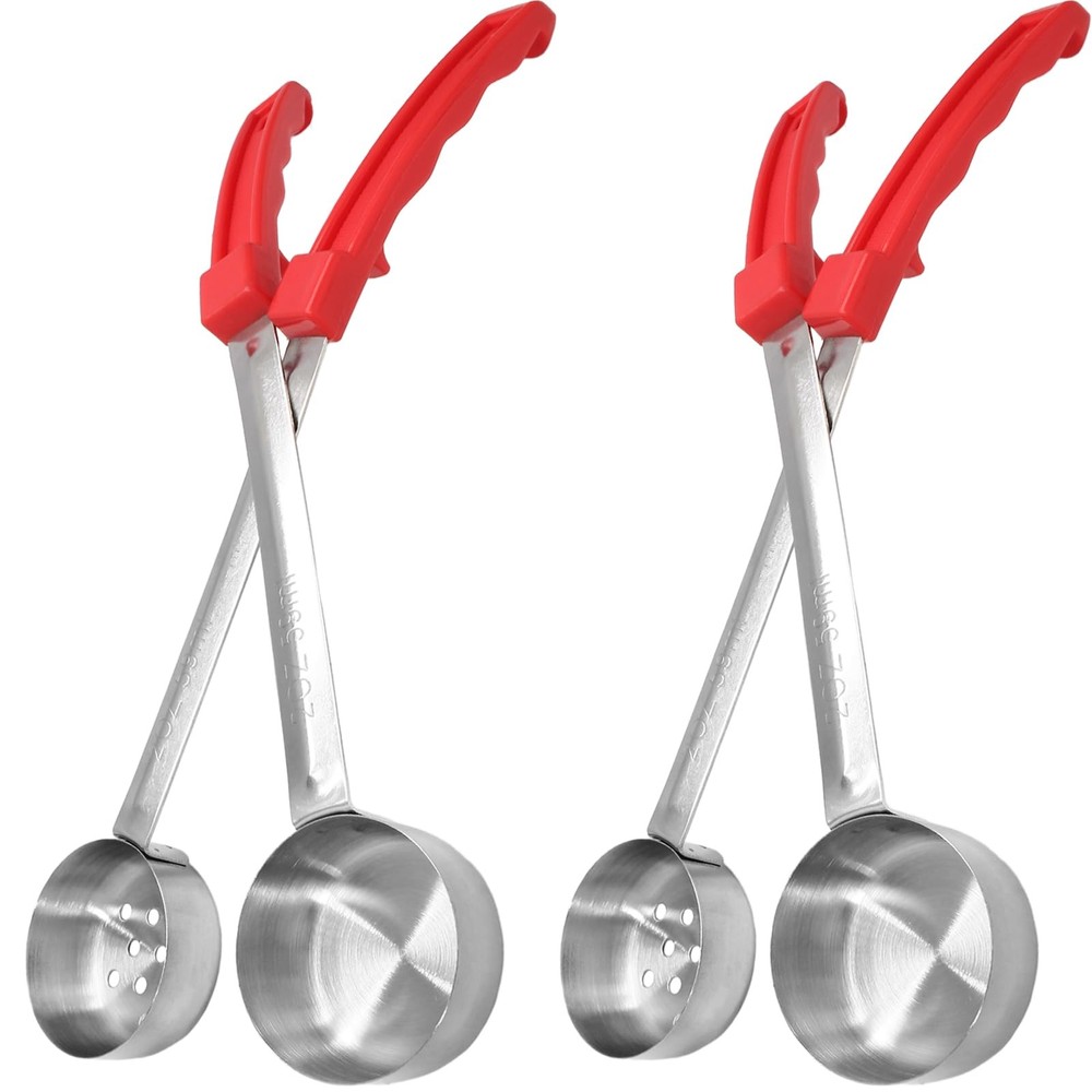 4 PCS 2 oz Portion Control Serving Spoons Measuring Ladle Scoops Red Set