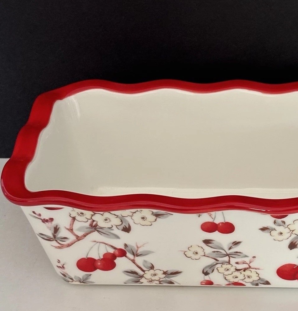 Grace Pantry Ceramic Cherry Blossom Loaf Pan Rectangle 10 Inch